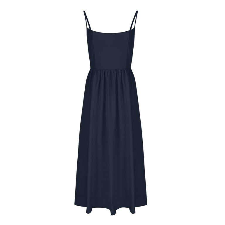 Zpanxa Women's U Neck Bodycon Dress with Waist Tie Ruffle Hem Strappy  Flared Maxi Dress