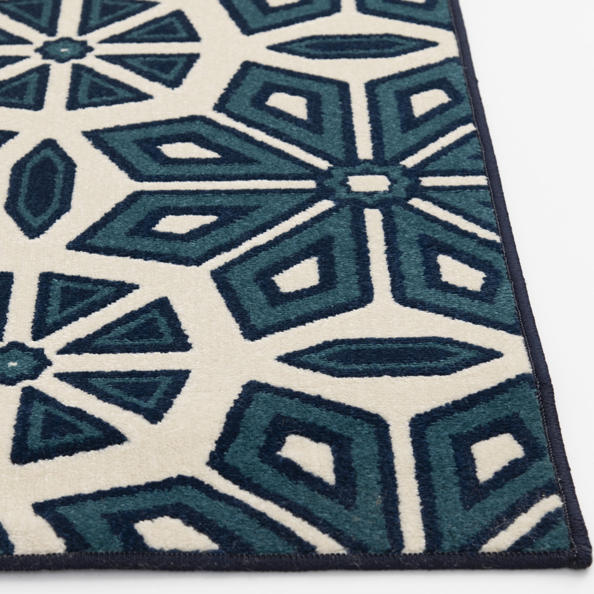 Loomaknoti Terrace Tropic Vensley 3' x 5' Geometric Indoor/Outdoor Accent Rug , Blue/White
