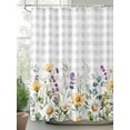 thumbnail image 2 of Fsddascl Yellow Flower Shower Curtain Set - Small 36" x 72" Washable Bathtub Curtain with 12 Hooks, Country Eucalyptus Lavender Daisy Plaid Grey Waterproof Fabric Stall Shower Curtains for Bathroom, 2 of 6