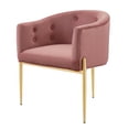 thumbnail image 1 of Tufted Accent Chair, Velvet, Metal Steel, Pink, Modern Contemporary Urban Design, Living Lounge Room Hotel Lobby Hospitality, 1 of 8