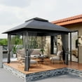 thumbnail image 3 of Homhougo 10x12 Ft Pop Up Gazebo, Outdoor Canopy Tent with Mosquito Netting, Gazebos on Clearance with Wheeled Carry Bag for Lawn, Garden, Backyard, Gray, 3 of 7