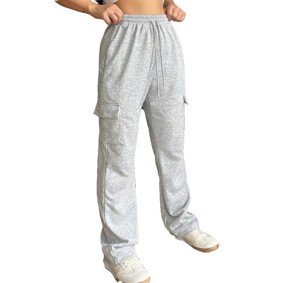 Women's Sweatpants Plain Straight Leg Grey XS (2)