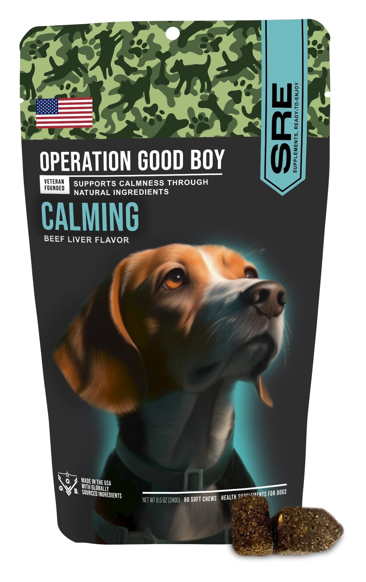 (6 pack) Operation Good Boy: Calming & Stress Support Supplements, Beef Liver Flavor Soft Chews, 60 Count