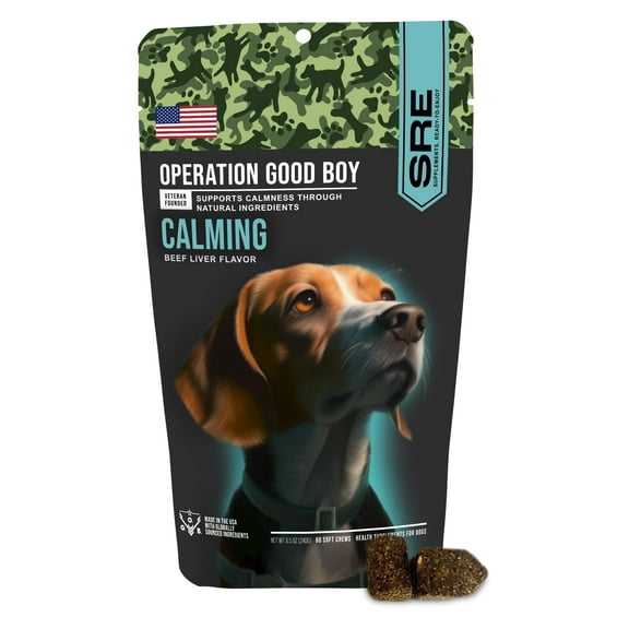 Operation Good Boy: Calming & Stress Support Supplements, Beef Liver Flavor Soft Chews, 60 Count