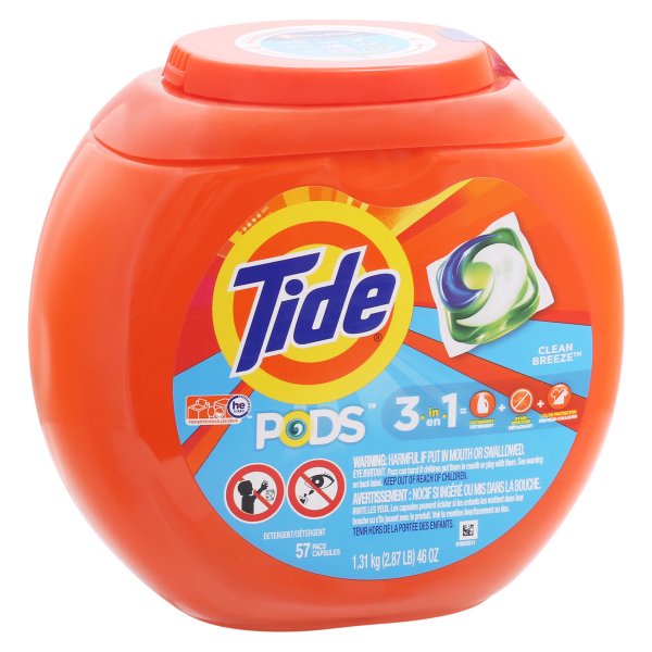 Tide PODS Liquid Detergent Pacs, Ocean Mist, 57 count