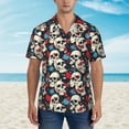 thumbnail image 2 of Pofeuu rock record Skull artist Print Hawaiian Shirt for Men Sleeves Casual Button Down Summer Beach Dress Shirts T-Shirts,3X-Large, 2 of 7