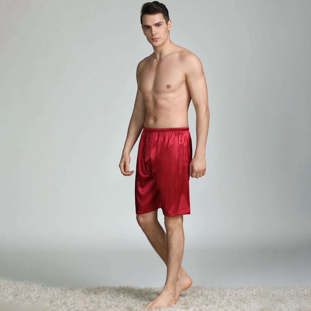 Men's Satin Print Sleepwear Shorts Plus Size Imitation Silk Relax-fit ...