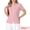 Pink, variant on DARING DIVA Women's Eyelet Tops V Neck Short Sleeve Knit Button Down Shirts S Pink