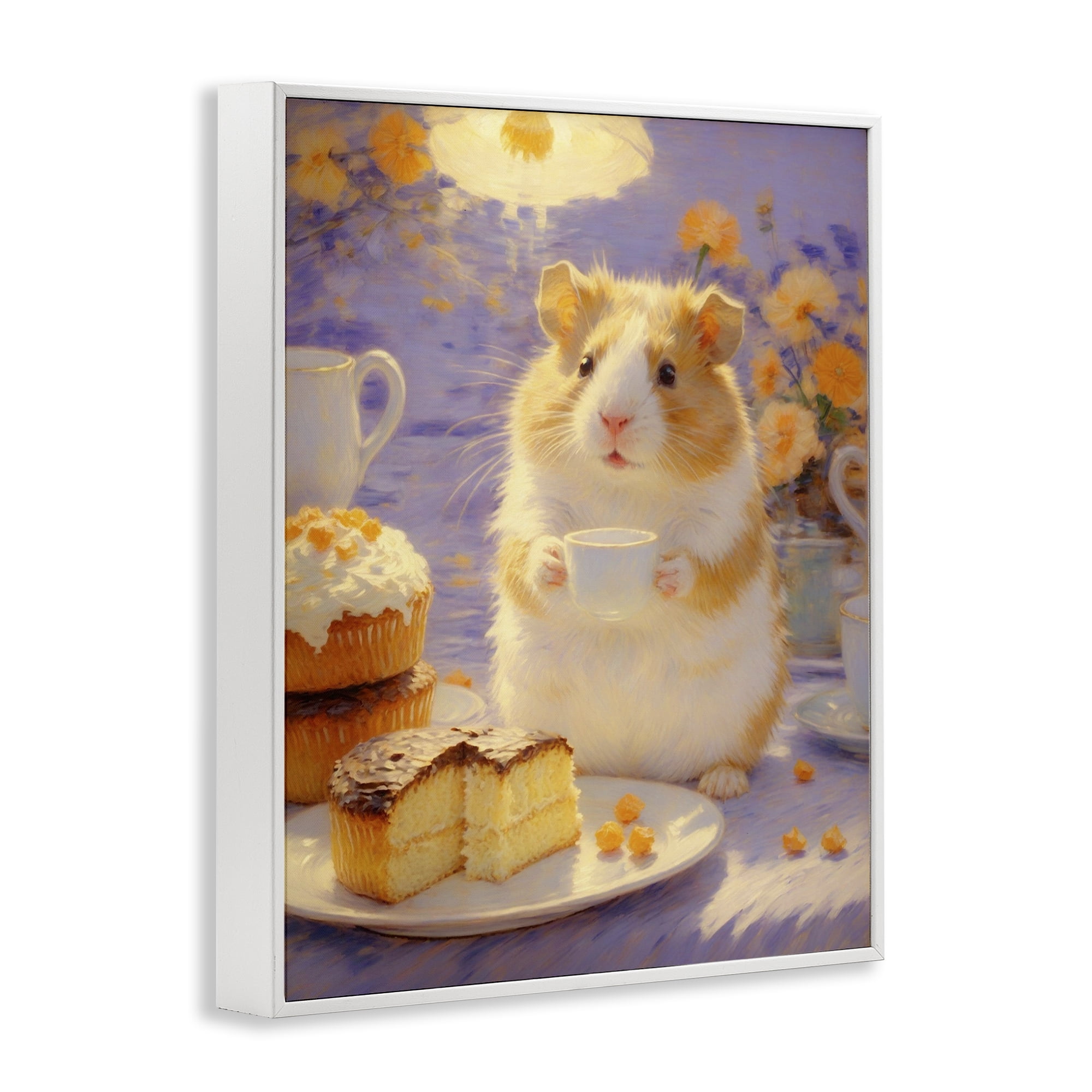 Stupell Industries Hamster Tea Party with Cake White Framed Giclee Art, design by Angie Hawke