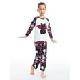 thumbnail image 3 of Argulvti Halloween Pajamas for Family Cute Black Cat Print Long Sleeve Raglan Tops + Pants Set Fall Sleepwear, 3 of 4