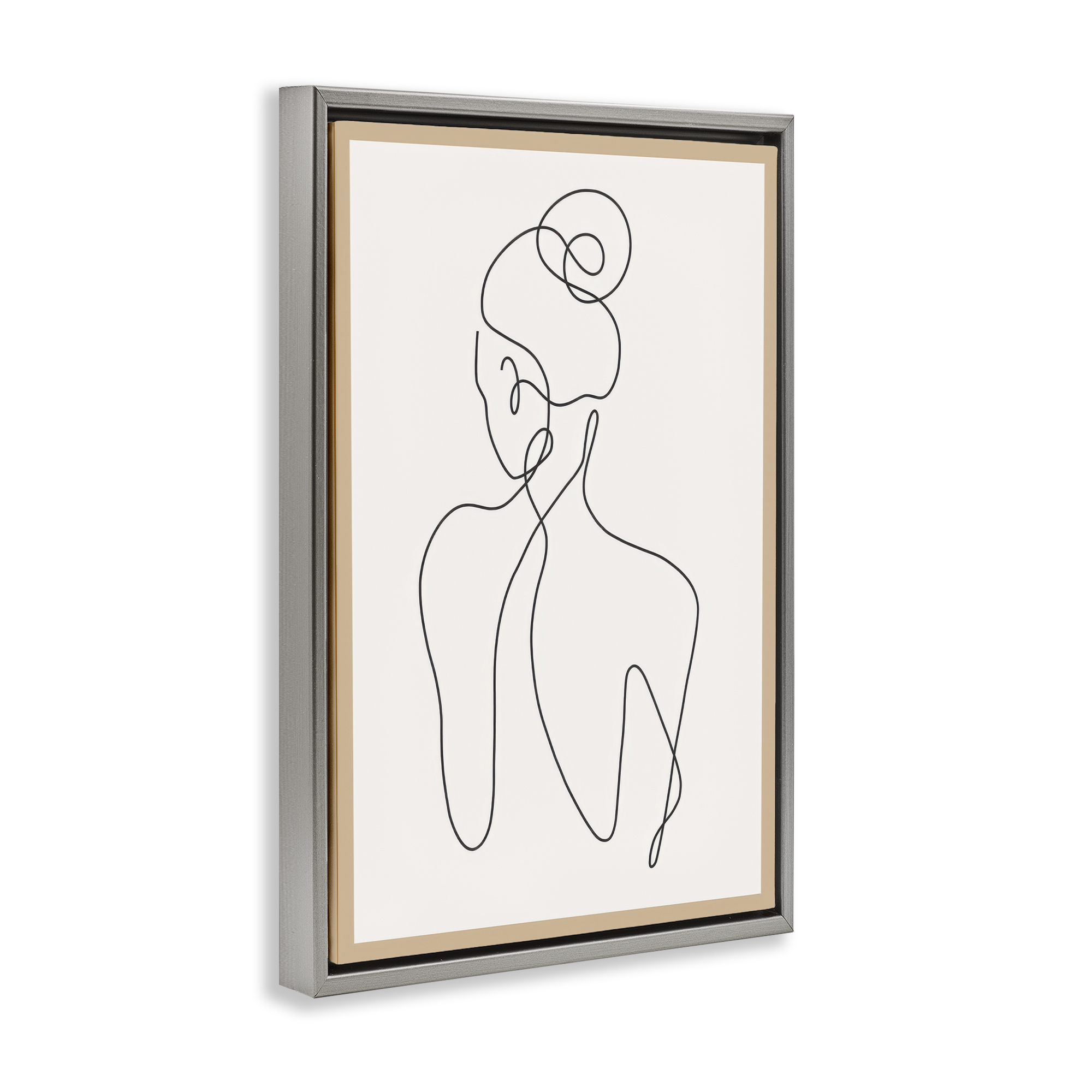 Stupell Industries Minimal Woman Line Drawing People Painting Gray Floater Framed Canvas Art Print Wall Art, 21 x 31