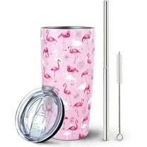Pink Flamingo Tumbler with Lid and Straw, Flamingo Gifts for Women Girls Flamingo Lovers, Watercolor Flamingo Cup Water Bottle Coffee Mug Stainless Steel Vacuum Insulated Tumblers 20 Oz