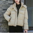 thumbnail image 2 of MIUOWANP Women's Lapel Cotton-padded Jacket Women's Long Sleeved Solid Color With Pocket Lapel Cotton Jacket Khaki M, 2 of 5