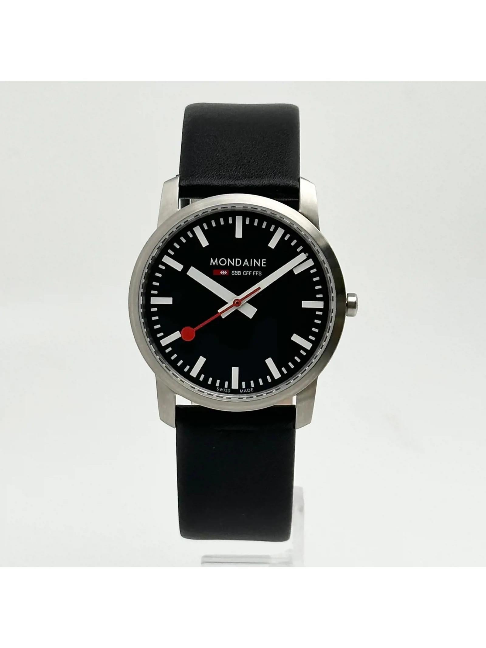 Mondaine Simply Elegant 36mm Steel Black Dial Ladies Watch A672 