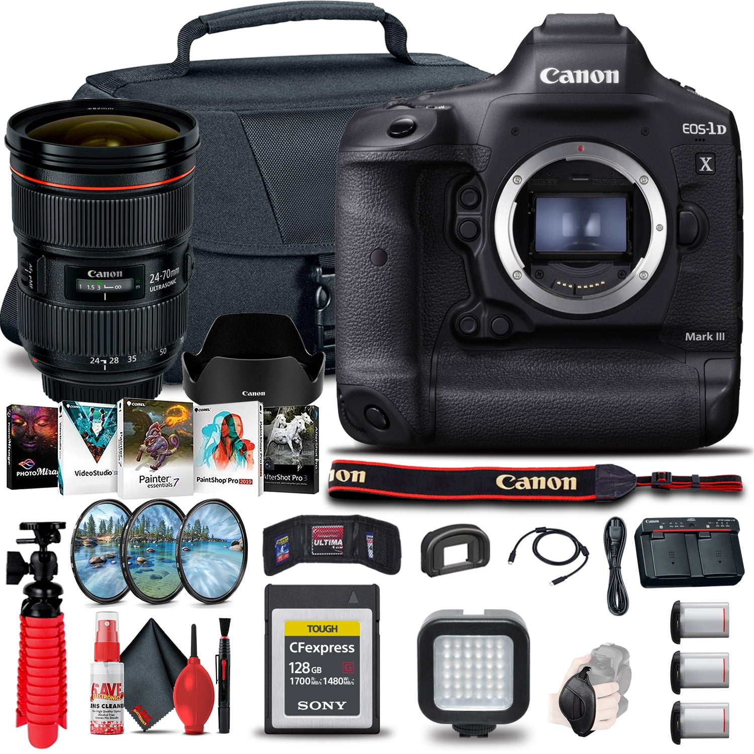Canon EOS-1D X Mark III DSLR Camera (3829C002) + Canon EF 24-70mm Lens (International Version)