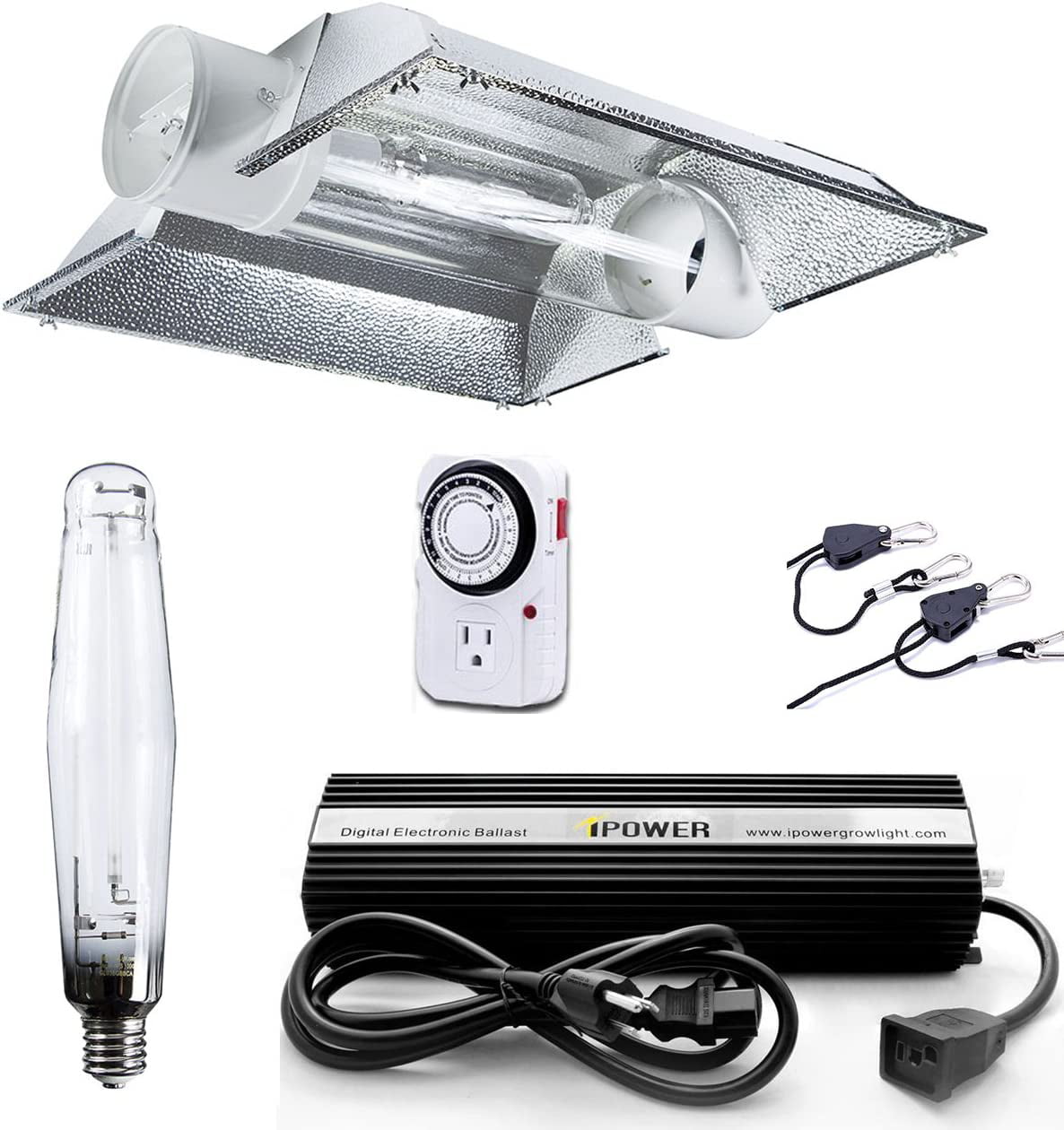 600W MAGNETIC BALLAST HPS & MH Lamps 6 INCH Cooltube In/Out Reflector Kit 