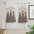 thumbnail image 2 of Western Cowboy Christmas Kitchen Curtains 63 Inch Length, Farmhouse Curtains & Drapes, Leopard Brown Xmas Tree Rod Pocket Window Curtains for Living Room/Bedroom, 42" x 63", 2 Panels, 2 of 5