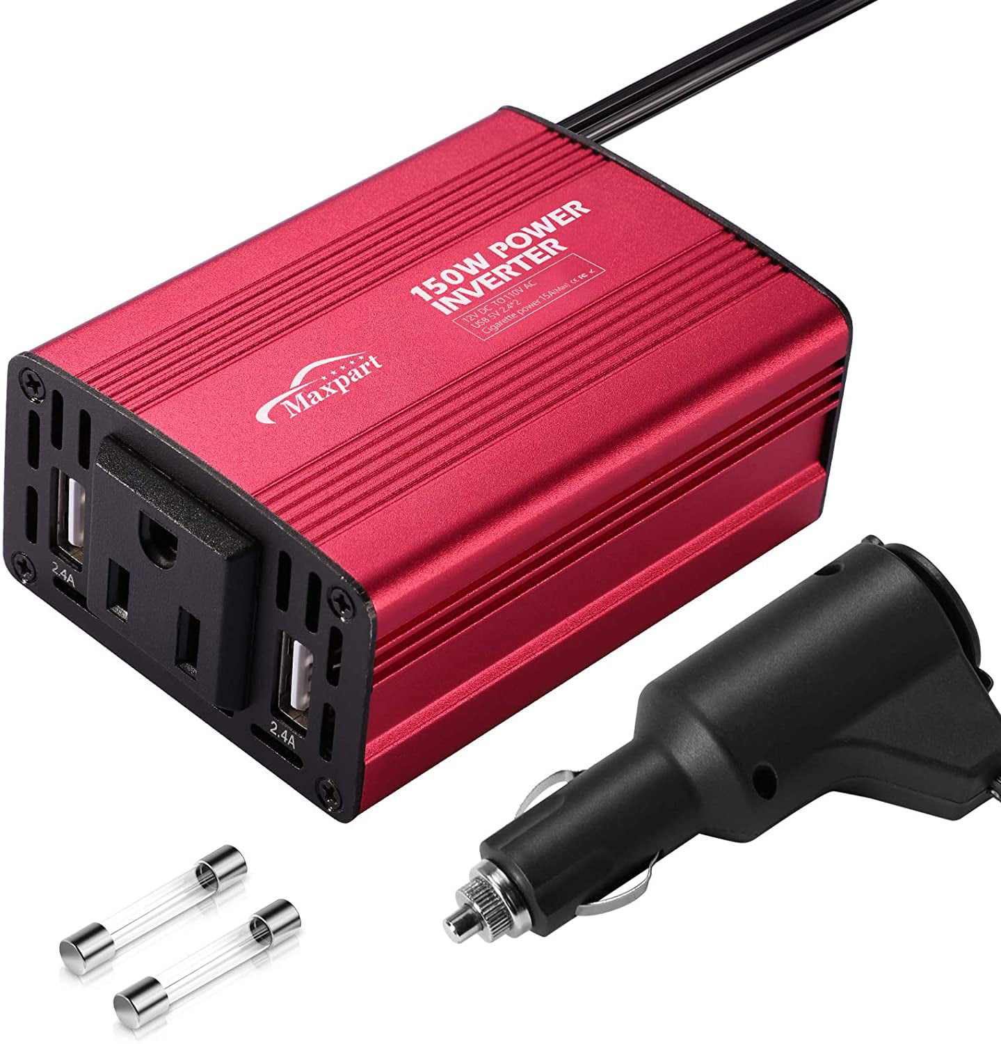 150W Red Car Auto Inverter Power Supply 12V DC to 110V AC Laptop Computer DP 