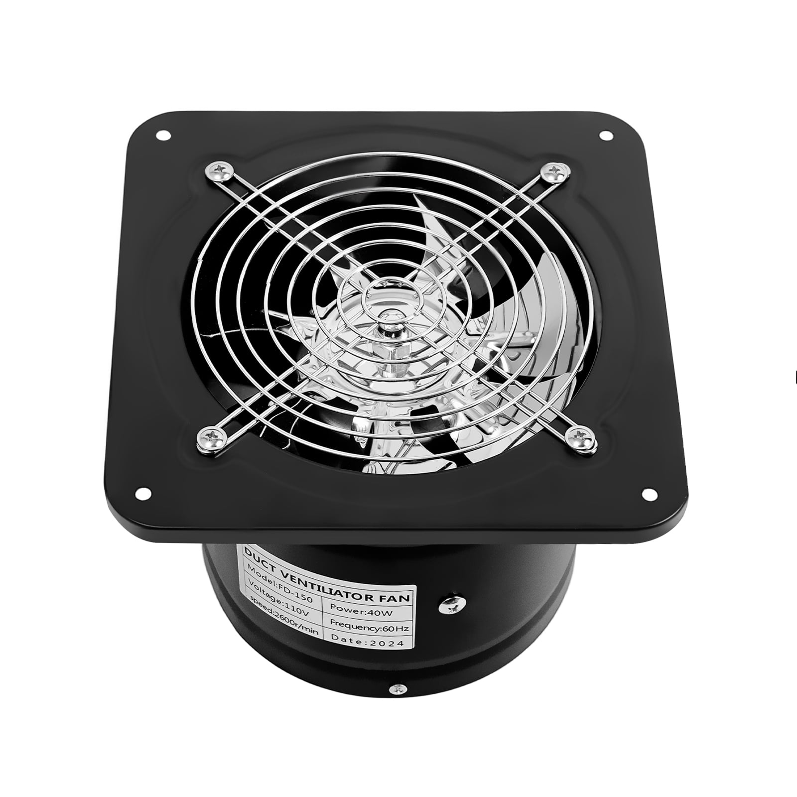 6 Inch Exhaust Fan, 110V Wall Exhaust Fan for Kitchen, Bathroom, Metal Extractor Fan for Attic, Garage, Low Noise Window Ventilation, 2600RPM