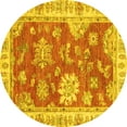 thumbnail image 1 of Ahgly Company Machine Washable Indoor Round Oriental Yellow Modern Area Rugs, 6' Round, 1 of 4
