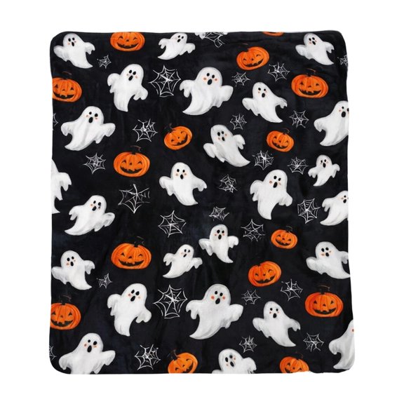 Cozy Halloween Flannel Throw Blanket Soft Warm Fleece Cuddle For Couch Bed Sofa Season