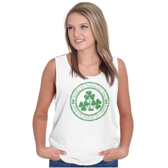 Happy St. Patrick's Day Lucky Clover Tank Top T Shirts Men Women Brisco Brands S
