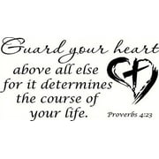 Proverbs 4:23 V2 Bible Verse Vinyl Wall Decal by Scripture Wall Art, 11"x22" Black, Christian Wall Quotes