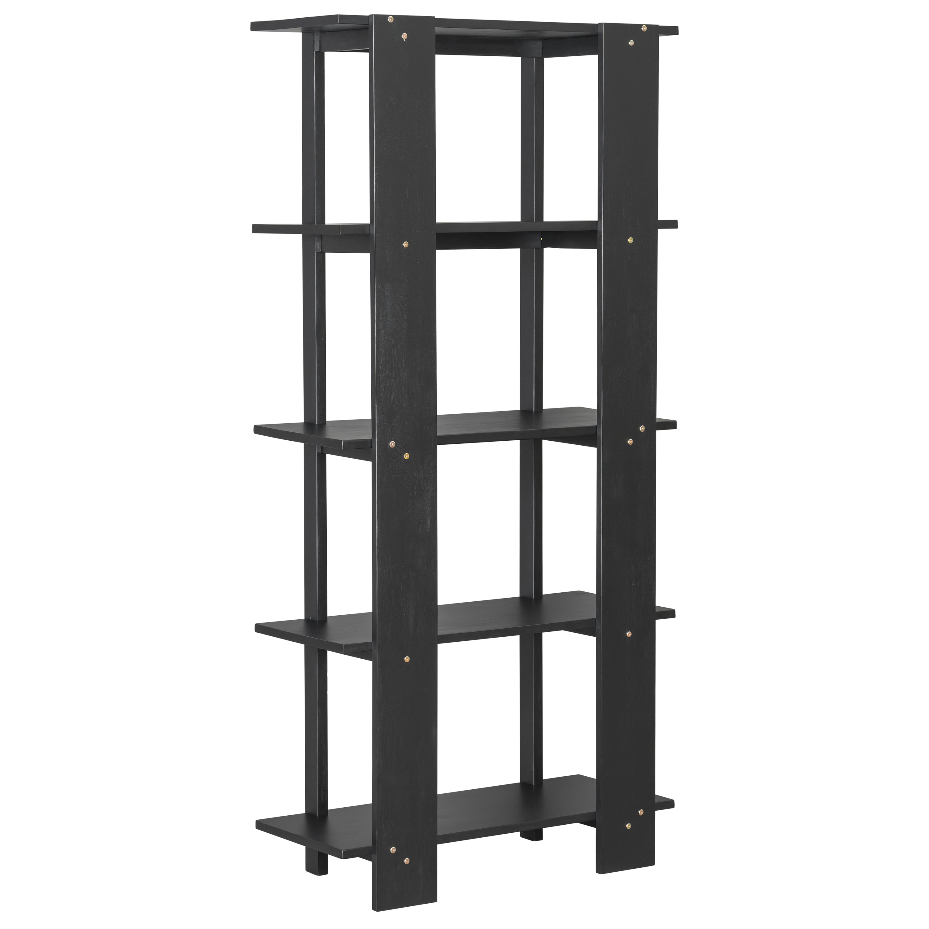 4-Tier Wooden Open Bookcase, Modern Acacia Wood Display Bookshelf