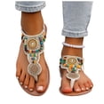 thumbnail image 2 of Xucatan Women's Bohemian Beaded Sandals, Colorful Ethnic Pattern Flat Thong Shoes with Ankle Strap, Faux Leather Casual Summer Beach Footwear, Versatile Design for Spring Outdoor Gift, 2 of 9