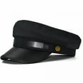 thumbnail image 7 of TELOLY 2026 New Mens Womens Newsboy Cap Yacht Captain Sailor Hat Cabbie Baker Boy Faux Leather Cadet Beret Captain Hat, 7 of 7