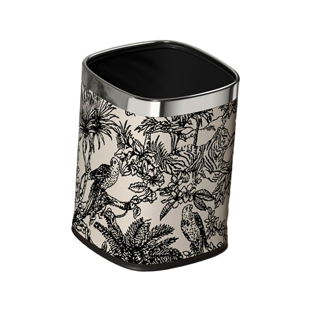Cubo de basura con tapa abierta, cubo de basura cuadrado de 12 l, cubo de basura moderno de doble capa, cubo de basura para hotel, hogar, sala de Estilo A Plata