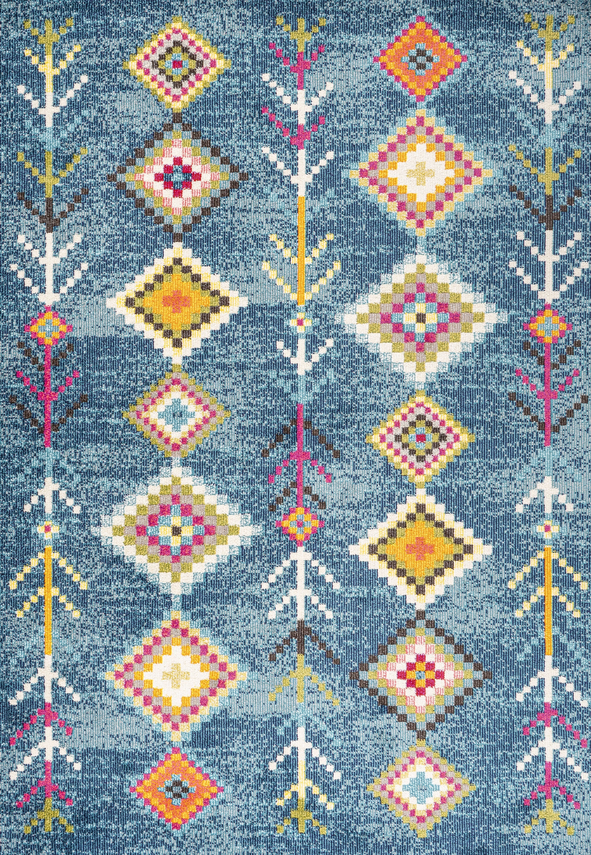 JONATHAN Y MOROCCAN HYPE 5 x 8 Area Rug, Tribal Love Geometric - Dark Blue/Multi, MOH105A-5