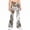 Light Gray, variant on Grblisyd Girls Flare Leg Uniform Pants High Waist Fashion Camo Maple Leaf Print Bell Bottoms With Button and Pockets