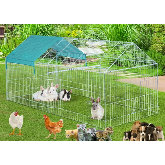 X-LARGE 87" x 41" GALVANIZED STEEL Pet Playpen w/Door & Cover Rabbit Chicken Coop Enclosure Dog Cat Play Yard