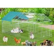 X-Large Galvanized Steel 87"x41"x41"H Outdoor Chicken Coop Run Metal Pet Hutch Enclosure Small Animal Playpen Waterproof Cover for Rabbits Chickens