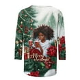 thumbnail image 5 of Women's Christmas Sweatshirts Crew Neck Pullover Sweater Blouses 3/4 Sleeve Tops Xmas Graphic Santa Claus Print Blouse Top Causal Dressy Xmas Holiday Top, 5 of 5