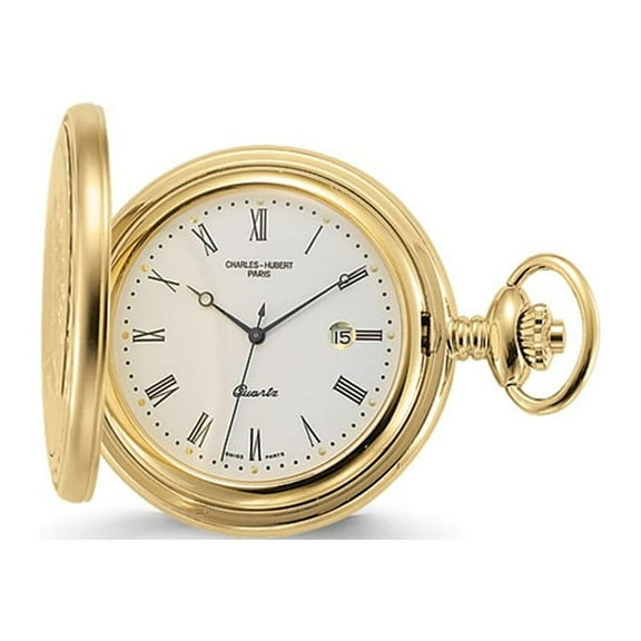 Charles Hubert Gold Finish Off-White Dial with Date Pocket Watch; for Adults and Teens; for Women and Men
