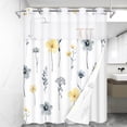 thumbnail image 6 of Ikfashoni Hookless Shower Curtain with Snap in Liner, Yellow Watercolor Flowers No Hook Waterproof Bath Curtain, 71"X74", 6 of 9