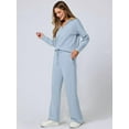 thumbnail image 5 of Women 2 Piece Outfits 2025 Fall Fashion Wide Leg Pants Lounge Set Leisure Travel Vacation Sweatsuits  Blue XXXL, 5 of 7