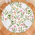 thumbnail image 2 of Pioneer Flower Floral Print Pattern Round Fitted Tablecloth with Elastic Edge,Dining Table Cover Waterproof,Outdoor Round Tablecloth for Camping,Dining,Indoor and Outdoor, 2 of 7