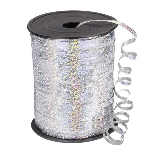 Unique Bargains 500 Yards Glitter Curling Ribbon Crimped Balloon String Metallic 3/16' for Party Decoration, Silver