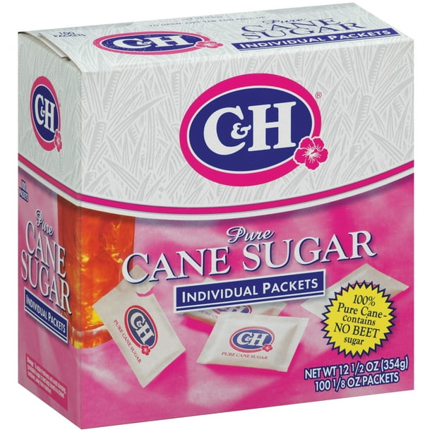 C&H Premium Pure Cane Sugar Packets, 100 count, 1/8 oz
