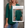 thumbnail image 4 of STARVNC Women V Neck 3/4 Sleeve Curved Hem Shirring Top, 4 of 4