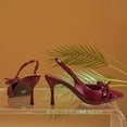thumbnail image 5 of Xfvqtps Womens Bow Slingback Pumps Patent Leather Heels Pointed Toe Dress Shoes for Work Wedding Date Night Mid Heel, 5 of 9