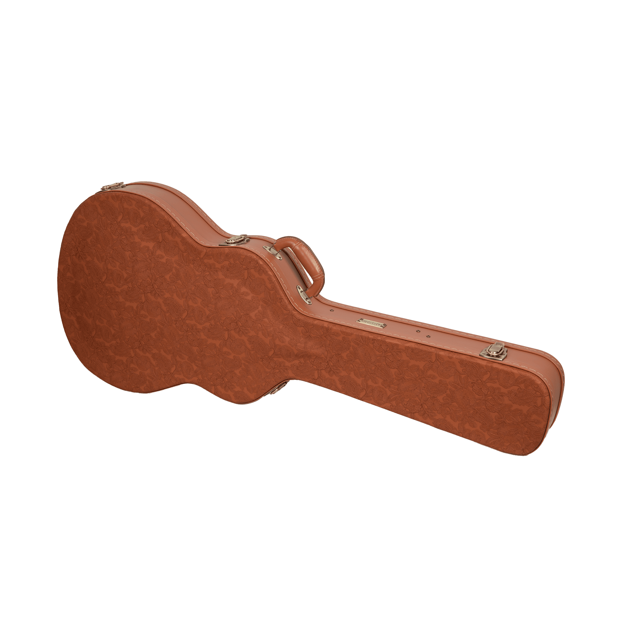 Crossrock Relief Series - Premium Wooden Case for 335 Style 6-string Semi-Hollow Electric Guitars, featuring a Highly Textured Surface and Mink Imitation Fleece Interior - Red Wood