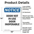 thumbnail image 2 of (2 Pack) Door Not In Use Door Inoperable OSHA Notice Sign 10 Inch X 14 Inch Indoor / Outdoor Rust-Free Aluminum Metal Signs for Workplace, Workshop, and Construction Site, Made in the USA, 2 of 8