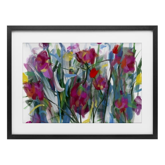 Stupell Industries Modern Expressive Blooming Roses Black Framed Print Under Glass, 20 x 14, by Bellassai Art