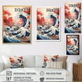 thumbnail image 4 of Designart "The Red Great Wave A Masterpiece from Kanagawa II" Nautical & Beach Floater Framed Wall Art Print, 4 of 7