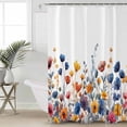thumbnail image 5 of Blue and Shower Curtain, 66" x 72", Yellow Poppy Watercolor Floral Plants Waterproof Bathroom Curtain Washable Shower Curtain Set with 12 Hooks, 5 of 6
