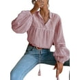 thumbnail image 3 of LilyLLL Womens Vintage Lantern Sleeve Tunic Shirt Tassel Lace Blouse Tops, 3 of 4